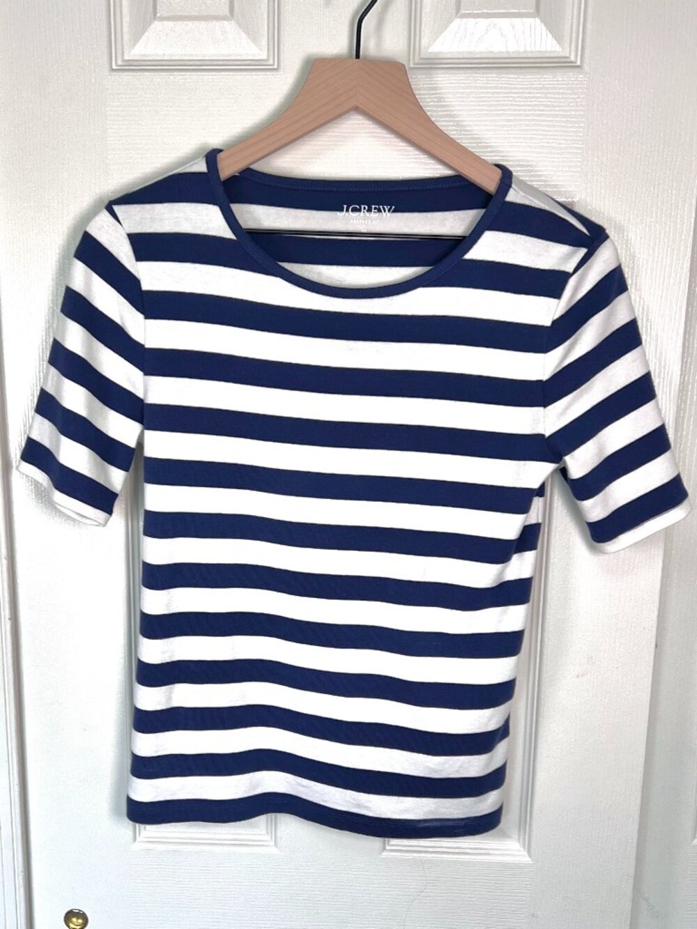 J.Crew Perfect Fit Striped Tee Navy/White Size Medium Nautical Classic